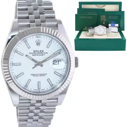 MINT PAPERS ROLEX DATEJUST 41 WHITE 126334 STEEL WHITE GOLD JUBILEE WATCH BOX