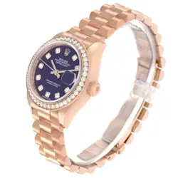 Rolex President 28 Rose Gold Purple Diamond Ladies Watch 279135