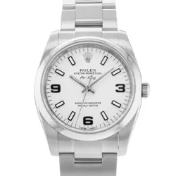 ROLEX AIR KING 114200 34MM WHITE ARABIC STEEL OYSTER AUTOMATIC  MENS WATCH 2014