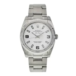 ROLEX AIR KING STAINLESS STEEL WHITE DIAL 34MM AUTOMATIC MENS WATCH 114210