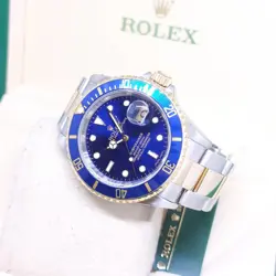ROLEX 40MM 18K HALF YELLOW GOLD BLUE DIAL SUBMARINER DATE REF: 16613 (Z SERIES)