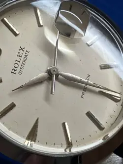 ROLEX OYSTERDATE PRECISION 6694 MANUAL WINDING WRIST WATCH DAY DATE SILVER MEN'S