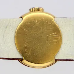 ROLEX 8789 Precision Silver Dial YG Leather Manual Winding Women's Wrist Watch
