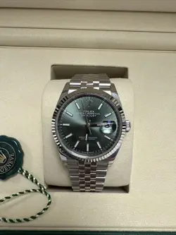 ROLEX DATEJUST 36MM 126234 GREEN DIAL JUBILEE FLUTED BEZEL COMPLETE