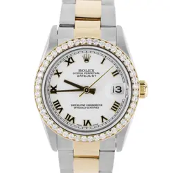 ROLEX DATEJUST 31 TWO-TONE 18K GOLD STEEL DIAMOND WHITE ROMAN 78273 WATCH