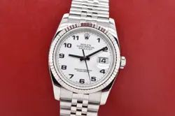 2006 ROLEX DATEJUST 36MM STEEL JUBILEE WHITE ARABIC DIAL 116234 WITH PAPERS