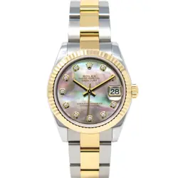 ROLEX DATEJUST 31, 178273, STEEL & GOLD, BLACK MOTHER OF PEARL DIAMOND DIAL, ...