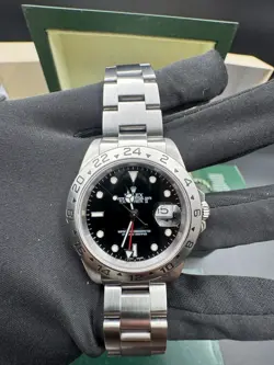 2005  PAPERS ROLEX EXPLORER II 16570 BLACK DATE GMT 40MM NO HOLES WATCH BOX