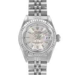 ROLEX DATEJUST 26 69174 SILVER INDEX FLUTED STEEL WHITE GOLD  LADIES WATCH 1995