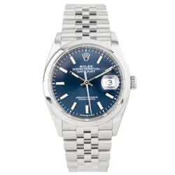 ROLEX DATEJUST 36 STAINLESS STEEL BLUE DIAL SMOOTH JUBILEE 126200