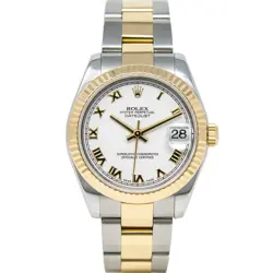 ROLEX DATEJUST 31, 178273, STEEL & GOLD, WHITE ROMAN DIAL, OYSTER BRACELET, B...