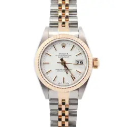 ROLEX DATEJUST 26MM WHITE DIAL WATCH 79173 YG