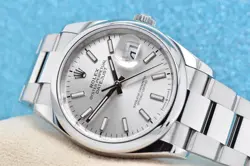 ROLEX DATEJUST 36MM STAINLESS STEEL SILVER STICK DIAL 126200 WATCH