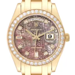 ROLEX DAY-DATE MASTERPIECE MOTHER OF PEARL YELLOW GOLD DIAMOND WATCH 18948