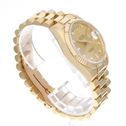 ROLEX Day date 8P diamond / 2P baguette diamond 18238A Champagne Gold S Numb...