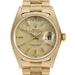 ROLEX DAY-DATE BURKE 18078 CHAMPAGNE GOLD MOSAIC BAR 65 NUMBER SECOND HAND MENS