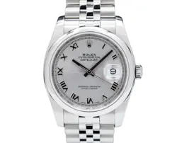 ROLEX 116200 DATEJUST STAINLESS STEEL RHODIUM ROMAN DIAL JUBILEE 36MM