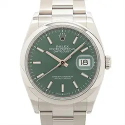ROLEX DATEJUST 36 126200 SS SS AT MINT GREEN DIAL OYSTER BRACELET 1 EXTRA LINK