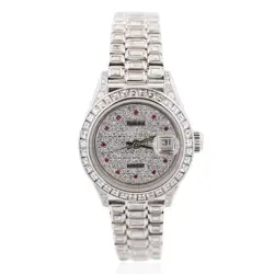 ROLEX PLATINUM DATEJUST PRESIDENTIAL 15 CARAT DIAMOND 26MM WATCH