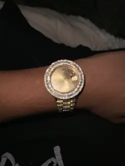 LUXURY GOLD AFTERMARKET  ROLEX WATCH WITH DIAMOND BEZEL AND BAND