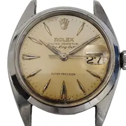 ROLEX OYSTER PERPETUAL AIR-KING DATE SILVER DIAL AUTOMATIC WINDING WRISTWATCH