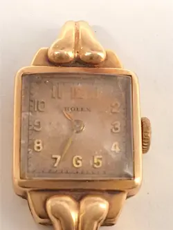 BEAUTIFUL ANTIQUE ROLEX 10 CT GOLD LADIES WRISTWATCH WATCH - NOT WORKING