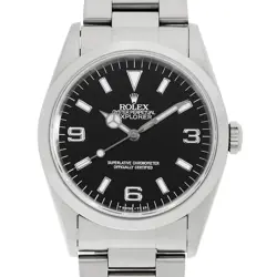 ROLEX EXPLORER I 14270 BLACK SINGLE BUCKLE ALL TRITIUM W NUMBER SECOND HAND MENS