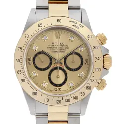 ROLEX COSMOGRAPH DAYTONA 8P DIAMOND 16523G CHAMPAGNE GOLD REVERSE 6 DIAL N N...