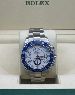 2018 ROLEX YACHT-MASTER 116680 SILVER OYSTER WITH BLUE BEZEL