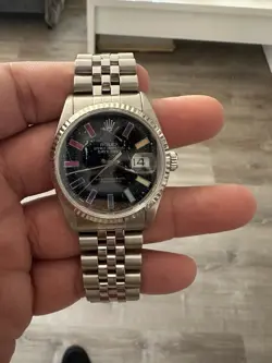 ROLEX DATEJUST REF 16234 36MM BLACK DIAL FLUTED WHITE GOLD BEZEL JUBILEE