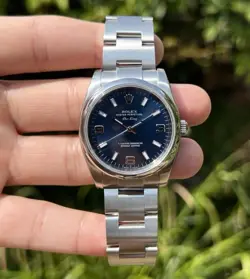 ROLEX AIR-KING 34MM BLUE OYSTER PERPETUAL EASY LINK  114200 - SERVICED BY ROLEX