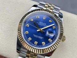 ROLEX MENS DATEJUST GOLD & STEEL BLUE MOP DIAL FLUTED BEZEL 36MM WATCH 16233