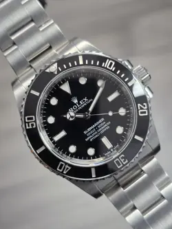 ROLEX SUBMARINER 124060 SILVER OYSTER BRACELET WITH BLACK BEZEL W/ B&P