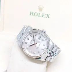 ROLEX 36MM OYSTER PERPETUAL SILVER BIG DIAMONDS DIAL DATEJUST REF: 116234