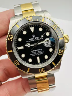ROLEX SUBMARINER 126613LN BLACK CERAMIC 18K GOLD SS 41MM WATCH + BOX PAPERS 2023