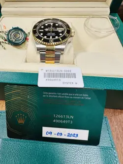 ROLEX SUBMARINER 126613LN Black Ceramic 18K Gold SS 41mm Watch + Box Papers 2023