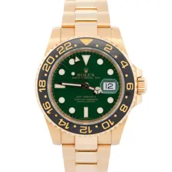 UNPOLISHED PAPERS ROLEX GMT-MASTER II GREEN 18K YELLOW GOLD 40MM 116718 BOX