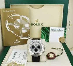ROLEX REHAUT 18KT WHITE GOLD DAYTONA STEEL DIAL 116519 SANT BLANC