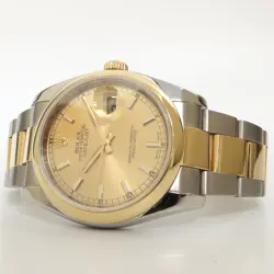 ROLEX DATEJUST 36 SMOOTH BEZEL OYSTER 18K YELLOW GOLD & STAINLESS STEEL 116203