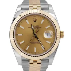 PAPERS Rolex DateJust 41 CHAMPAGNE 18K Gold Steel JUBILEE 41mm 126333 Watch BOX