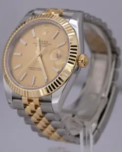 PAPERS Rolex DateJust 41 CHAMPAGNE 18K Gold Steel JUBILEE 41mm 126333 Watch BOX