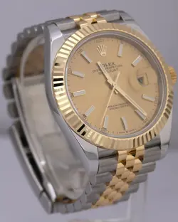 PAPERS Rolex DateJust 41 CHAMPAGNE 18K Gold Steel JUBILEE 41mm 126333 Watch BOX