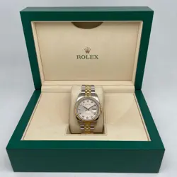 ROLEX DATEJUST 36MM 116233 18K GOLD STEEL SILVER JUBILEE DIAMOND DIAL MENS WATCH