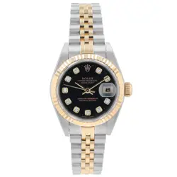 ROLEX DATEJUST 79173 TWOTONE WATCH BLACK DIAMOND DIAL ALL ORIGINAL BOX & PAPER