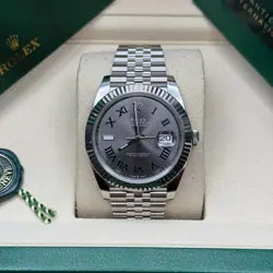 ROLEX DATEJUST 41 WIMBLEDON DIAL STAINLESS STEEL FLUTED BEZEL JUBILEE BRACELET