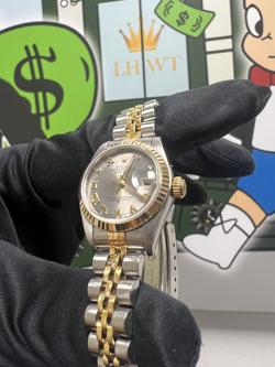 Rolex Datejust 26mm Jubilee silver dial roman numerals steel & gold 69173 Papers