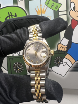 Rolex Datejust 26mm Jubilee silver dial roman numerals steel & gold 69173 Papers
