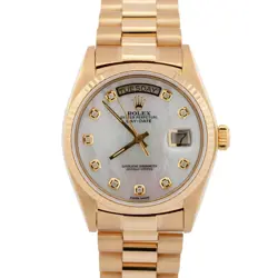 ROLEX DAY-DATE PRESIDENT MOP DIAMOND 36MM 18K YELLOW GOLD AUTOMATIC WATCH 18038