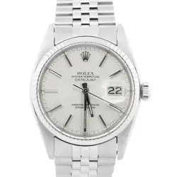 ROLEX DATEJUST 36MM SILVER STAINLESS STEEL 18K WHITE GOLD JUBILEE FLUTED 16014