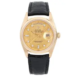 ROLEX DAY-DATE 36MM 18K YELLOW GOLD BUCKLEY DIAL AUTOMATIC WATCH 1803